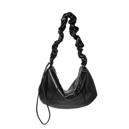 Design drawstring pleated soft leather large capacity underarm bag, small shoulder bag, small hobo bag