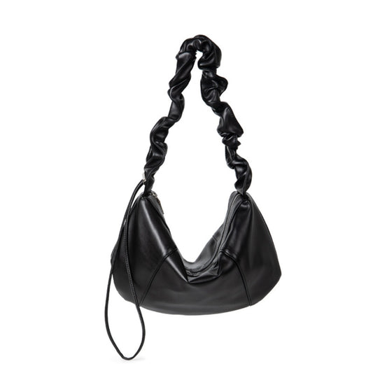 Bolso bandolera pequeño de piel suave plisada con cordón ajustable, de gran capacidad, ideal para llevar debajo del brazo o como bolso hobo pequeño. 