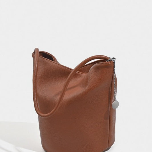 Bolso tipo cubo retro de piel suave, bolso de hombro para mujer, bolso tote para ir al trabajo 