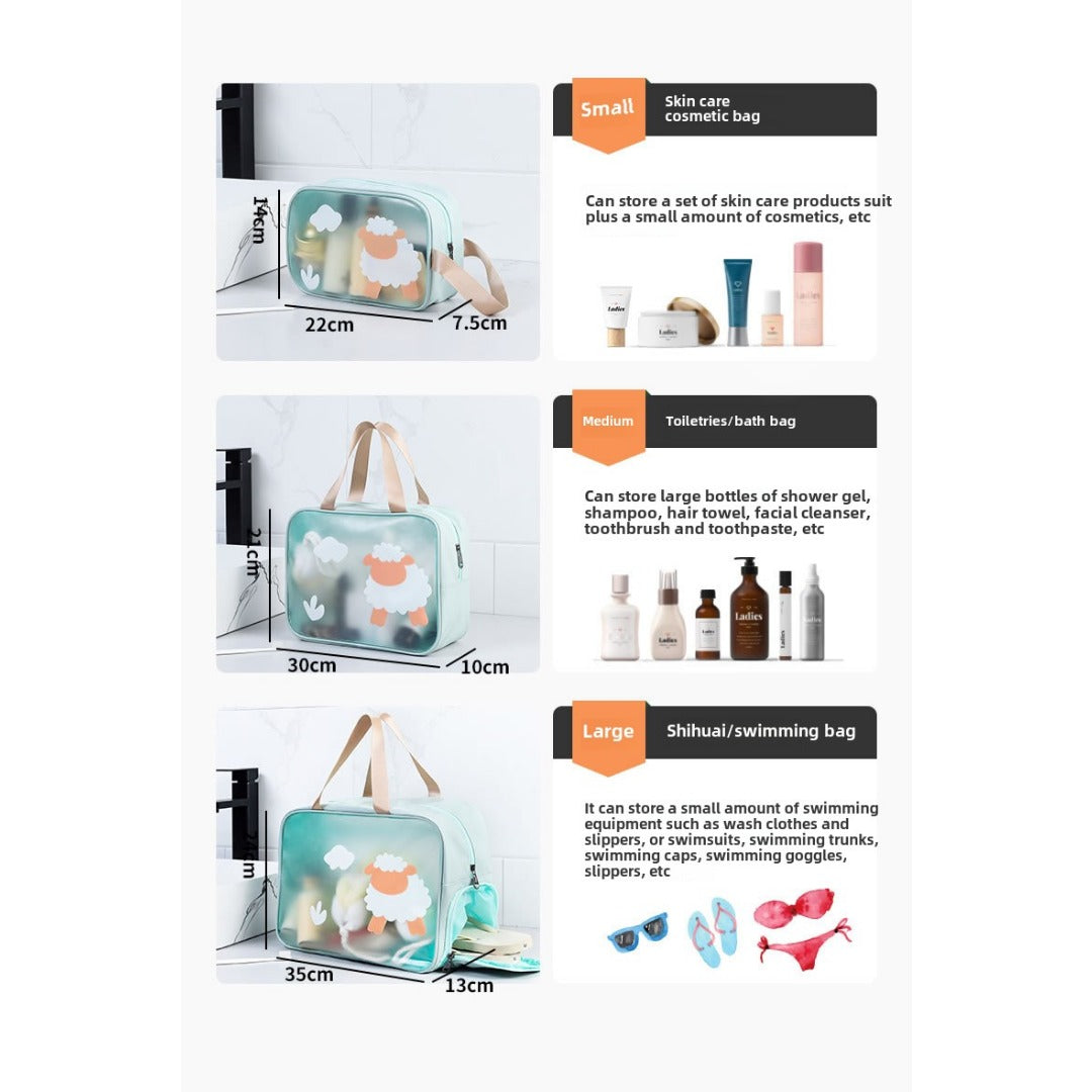 Bolsa para cosméticos, neceser con separadores para artículos húmedos y secos, neceser transparente e impermeable para cosméticos, estuche de maquillaje transparente, neceser de maquillaje con compartimentos. 