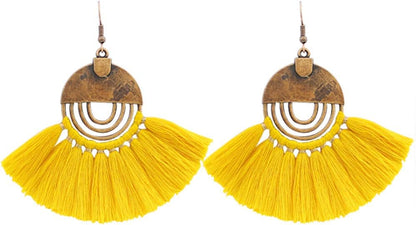 Faux Fur Pom Pom Tassel Drop Dangle Earrings Set -dropshippingabc.com