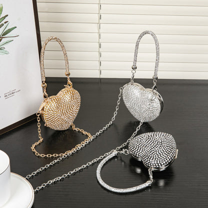 Bolso de cena con pedrería, mini bolso en forma de corazón, bolso pequeño y exquisito con brillo, bolso de gala, bolso de graduación, bolso de fiesta, bolso de mano para graduación, bolso de noche para boda 