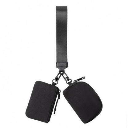 Bolsa de identificación de nailon impermeable, bolso doble portátil multifuncional pequeño, monedero con llavero, monedero de pulsera para mujer informal, bolso de pulsera informal, monedero de pulsera tipo neceser. 