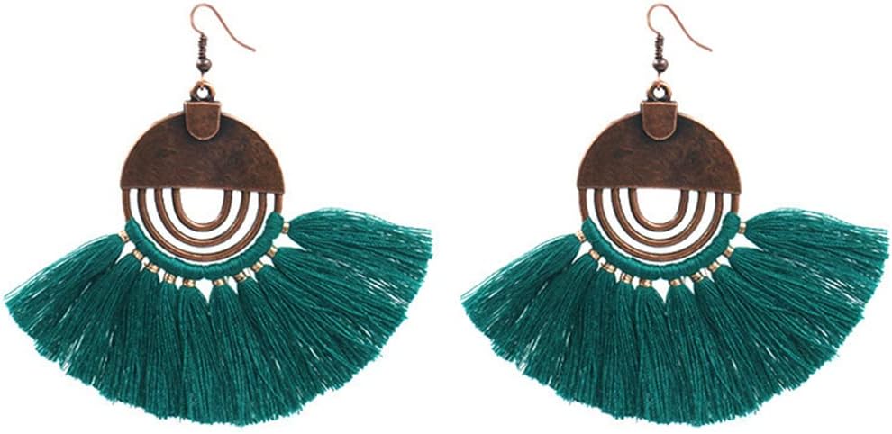 Faux Fur Pom Pom Tassel Drop Dangle Earrings Set