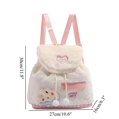 Mochila pequeña y esponjosa para otoño e invierno, moderna y dulce mochila de peluche para mujer, versátil bolso para estudiantes y niños pequeños. 