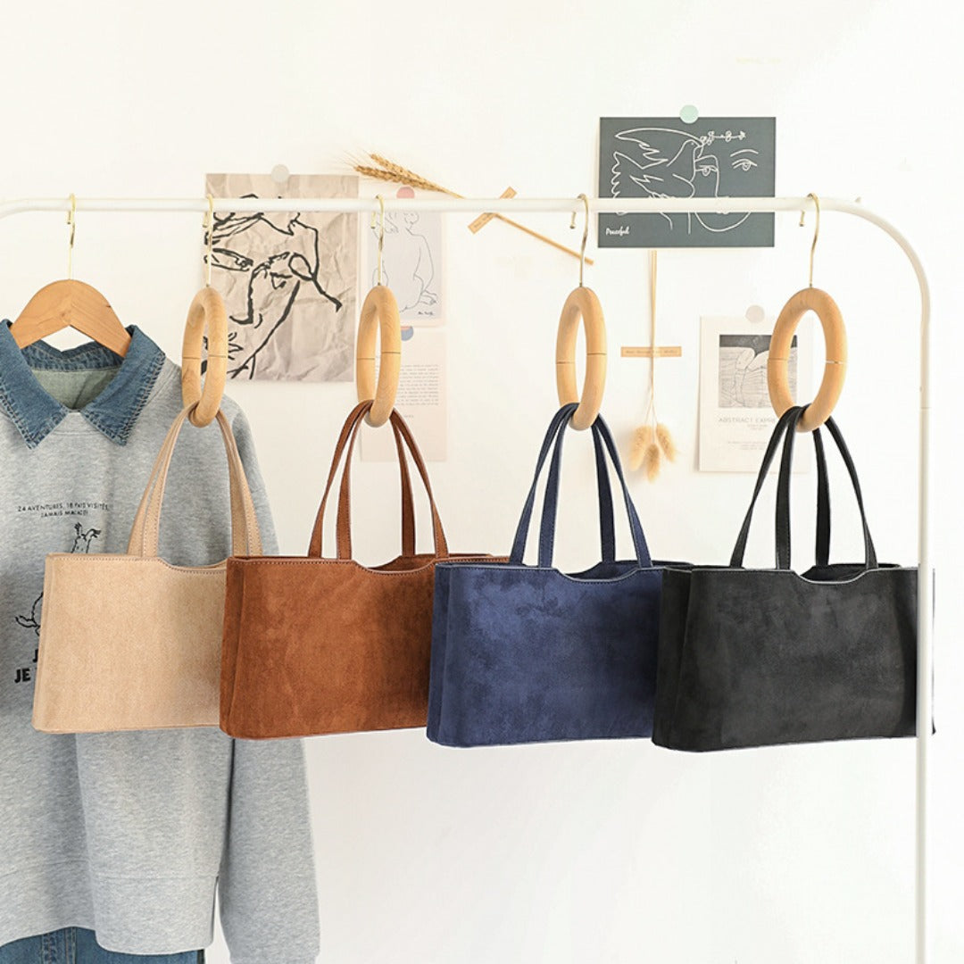 Bolso retro sencillo - Bolso baguette de ante versátil para llevar al hombro al estilo hobo 