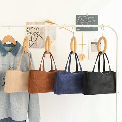 Bolso retro sencillo - Bolso baguette de ante versátil para llevar al hombro al estilo hobo 