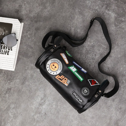 Small crossbody bag men's, men's small bag, men's cylindrical shoulder bag