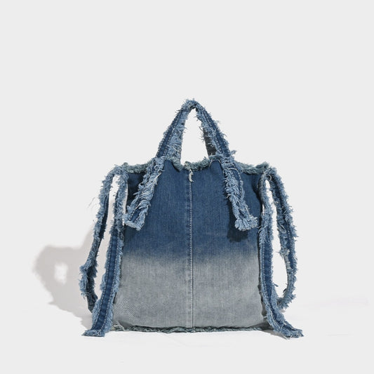 Bolso vaquero lavado, bolso tote de diseño, bolso de hombro informal para mujer, bolso hobo de lona 