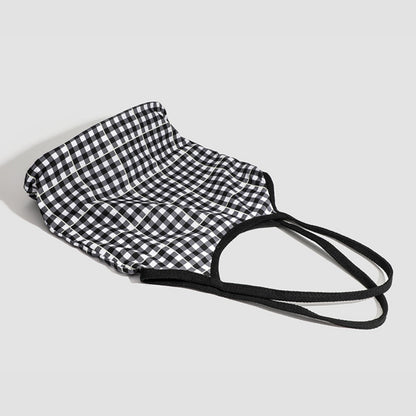 Design vintage canvas hobo bag, plaid tote bag versatile, large capacity commuter versatile shoulder bag