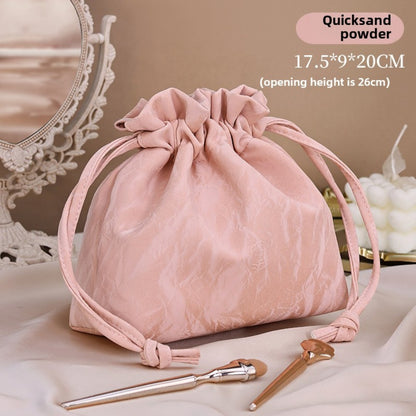 Bundle Mouth Cosmetic Bag – Large Capacity Storage Portable Makeup Bag for Women, Stylish and Functional Design for Everyday Use