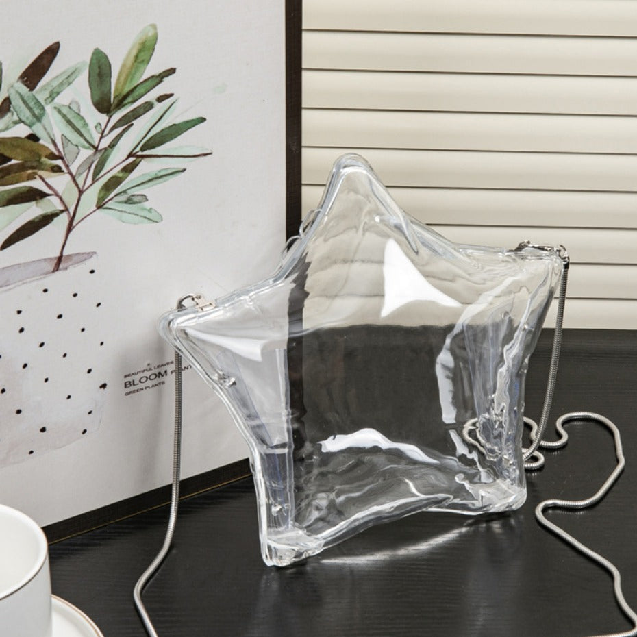 Bolso de noche con cadena de pentagrama plateado, monedero pequeño de acrílico, monedero para llaves y pintalabios, bolso bandolera para fiesta, bolso de fiesta, bolso de mano para graduación, bolso de boda 