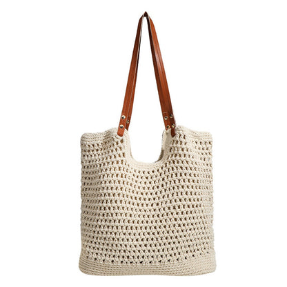 Bolso hobo tejido a mano, bolso informal versátil, bolso de playa, bolso de hombro de gran capacidad 