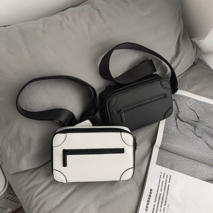 Bolso bandolera sencillo para hombre, bolso tipo caja de diseño elegante, bolso pequeño tipo cartera. 