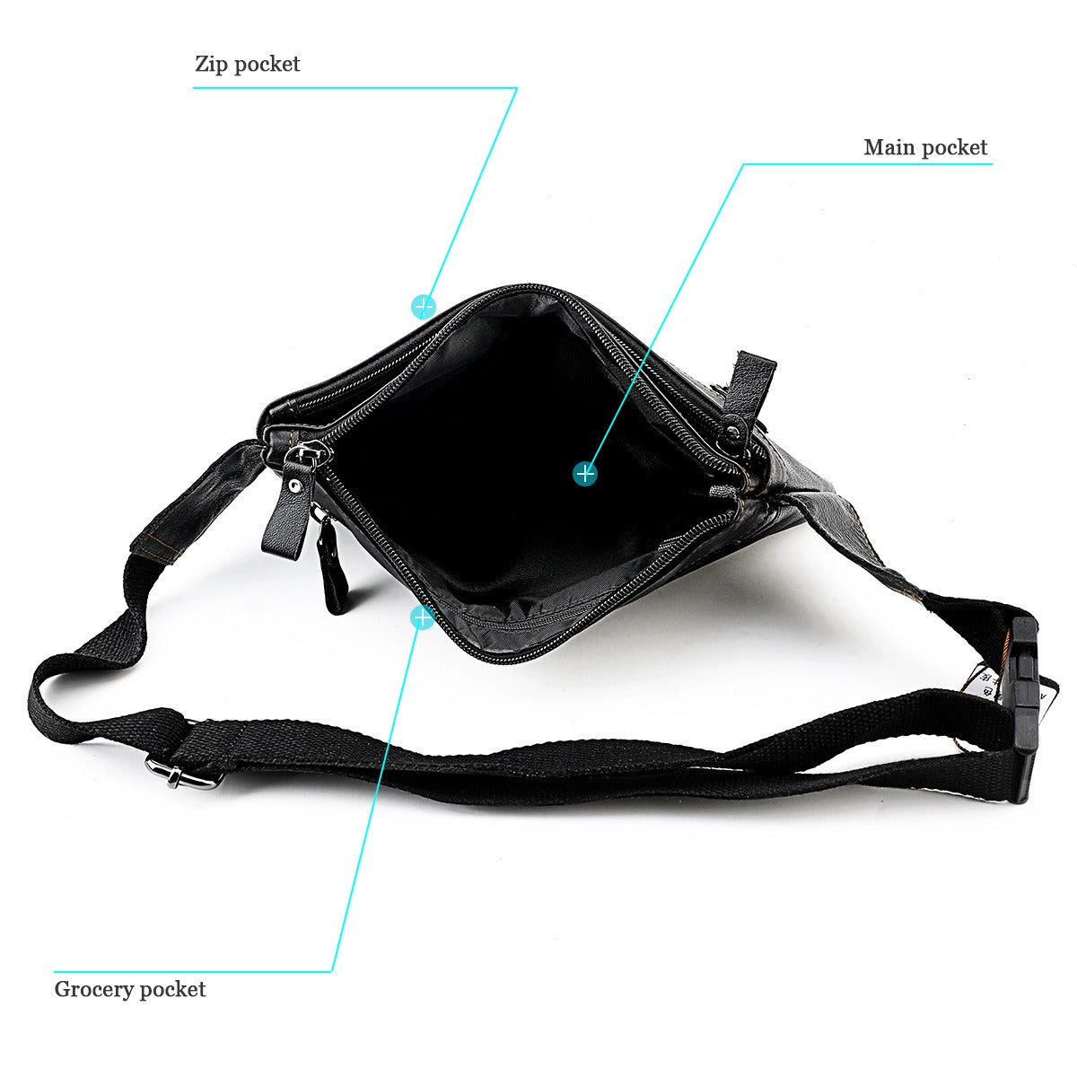 Riñonera multifuncional de piel auténtica para hombre y mujer – Ideal para viajes, deportes, correr y vacaciones, con múltiples bolsillos.