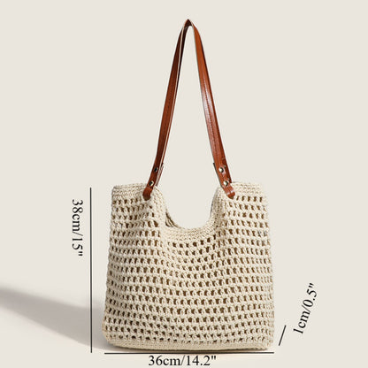 Bolso hobo tejido a mano, bolso informal versátil, bolso de playa, bolso de hombro de gran capacidad 