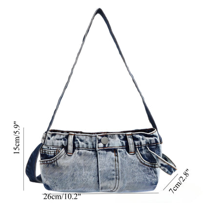 Bolso bandolera pequeño de mezclilla para mujer, bolso bandolera retro de verano, bolso hobo azul patchwork 