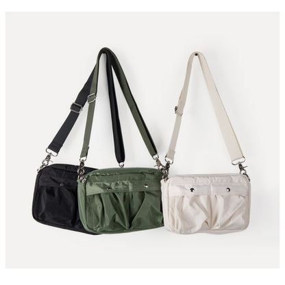 Women's bag simple tooling shoulder Crossbody bag, small pleated stylish casual nylon bag, small square purse