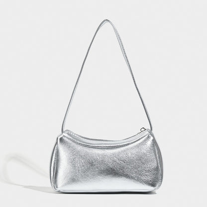 Bolso bandolera pequeño plateado, diseño de bolso de hombro, bolso de mano hobo versátil para mujer, ideal para el verano. 