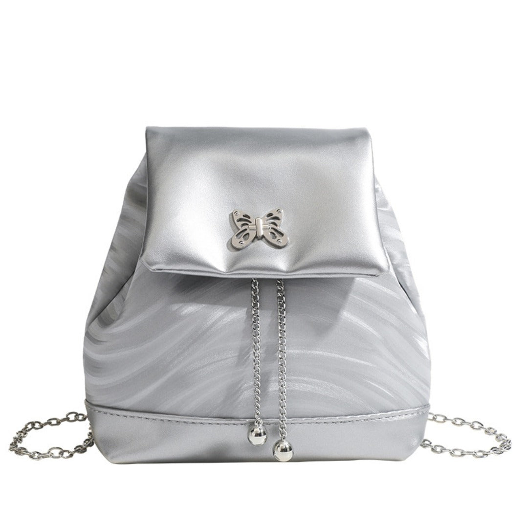 Mochila pequeña con cadena, bolso de moda de verano para mujer, mochila tipo mochila para estudiantes 