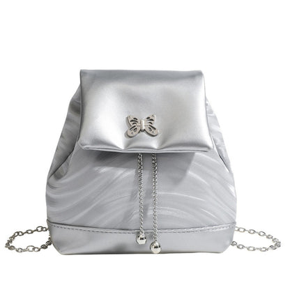 Mochila pequeña con cadena, bolso de moda de verano para mujer, mochila tipo mochila para estudiantes 