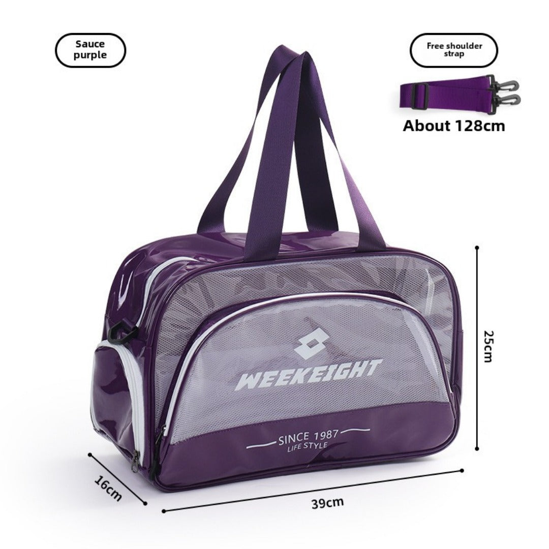 Bolsa de baño transparente de PVC, bolsa de playa deportiva con separación para ropa húmeda y seca, bolsa de fitness de gran capacidad, bolso de viaje transparente para mujer 