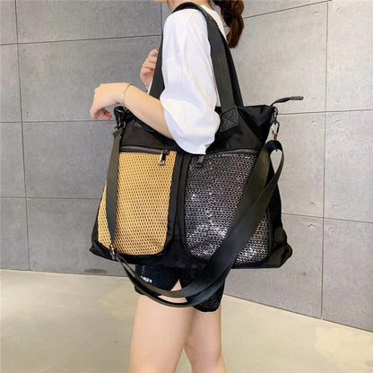 Large Shoulder Bag Simple Leisure Big Bag Nylon Mesh Shoulder Detachable Shoulder strap  hobo