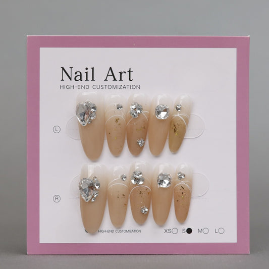 Uñas de aguja minimalistas con diamantes de imitación 