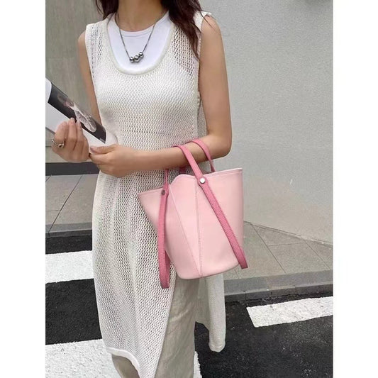 Bolso bandolera tipo cubo de moda, bolso tote pequeño rosa para mujer, bolso tote hobo para mujer