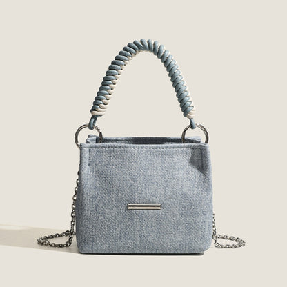 Design super soft bucket bag, work top handle bag, chain handbag, simple shoulder crossbody bag