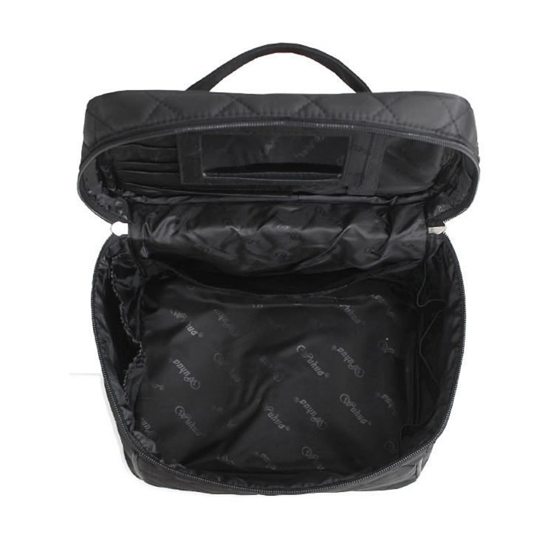 Neceser plegable con espejo, neceser multifuncional de gran capacidad, bolsa de viaje impermeable.