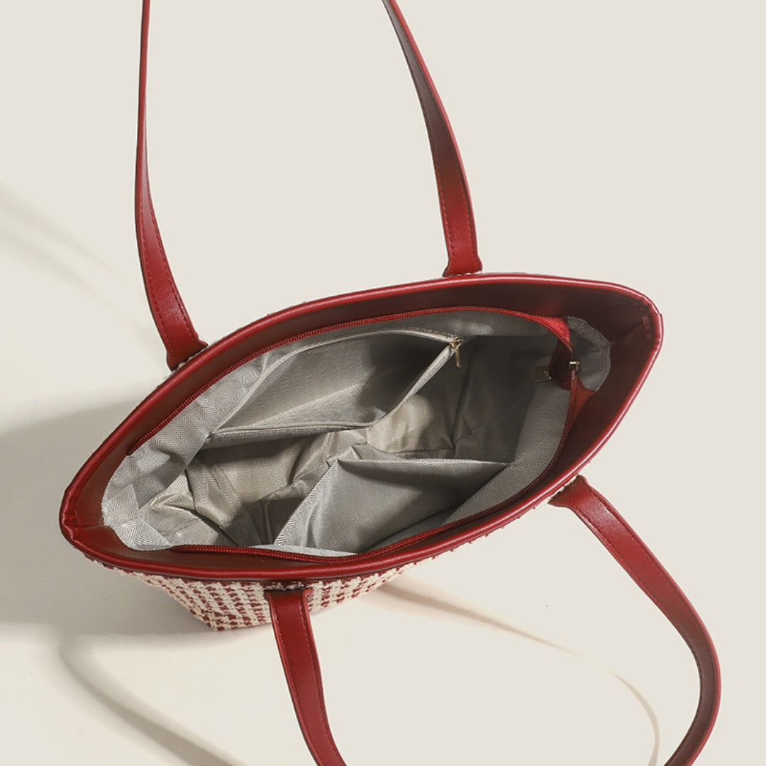 Bolso tote de gran capacidad para mujer, bolso hobo sencillo de hombro rojo 