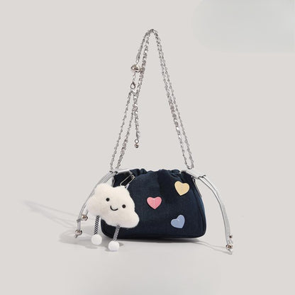 Folded bag female, autumn and winter fashion design chain Crossbody bag, cute small crossbody purse
