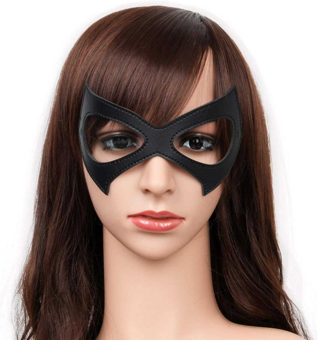 Luxury Black Red Leather Half Cat Eye Costume Mask Halloween Cosplay Fancy Dress Make Up Masquerade Party Props