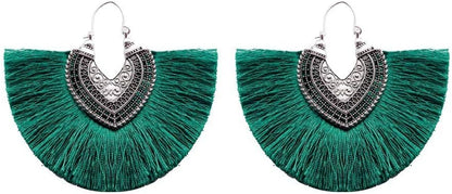 Faux Fur Pom Pom Tassel Drop Dangle Earrings Set