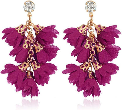 Faux Fur Pom Pom Tassel Drop Dangle Earrings Set