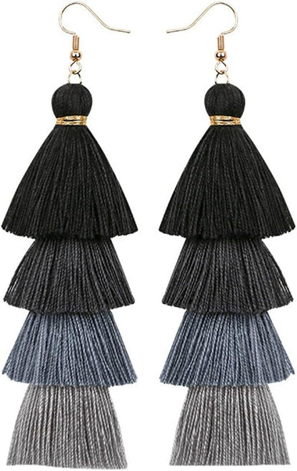 Faux Fur Pom Pom Tassel Drop Dangle Earrings Set -dropshippingabc.com
