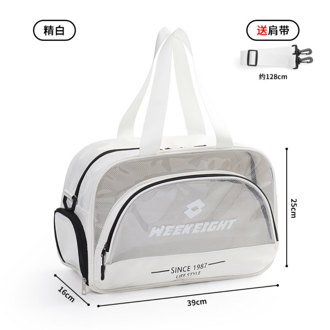 Bolsa de baño transparente de PVC, bolsa de playa deportiva con separación para ropa húmeda y seca, bolsa de fitness de gran capacidad, bolso de viaje transparente para mujer 