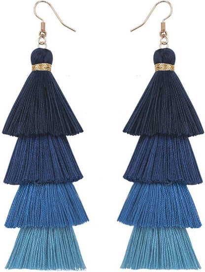 Faux Fur Pom Pom Tassel Drop Dangle Earrings Set -dropshippingabc.com
