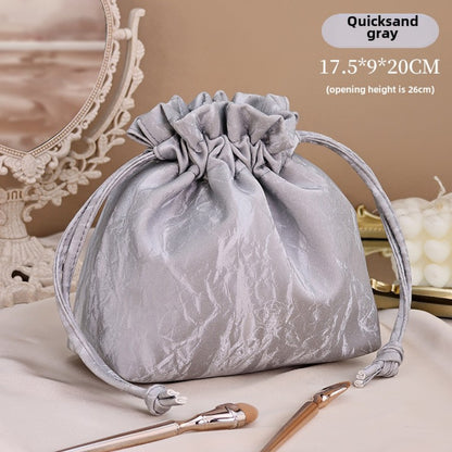 Bundle Mouth Cosmetic Bag – Large Capacity Storage Portable Makeup Bag for Women, Stylish and Functional Design for Everyday Use