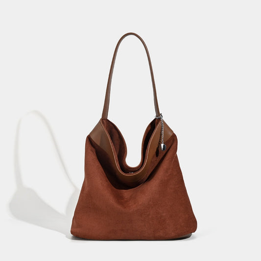 Bolso tipo cubo de ante de diseño, bolso hobo de ante para mujer, bolso tote hobo minimalista vintage para mujer 