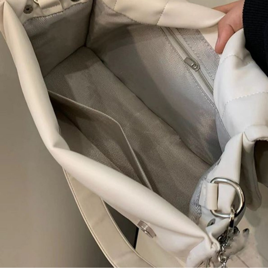 Bolso de piel suave para mujer, bolso de hombro de gran capacidad, bolso acolchado, bolso tote para ir al trabajo. 