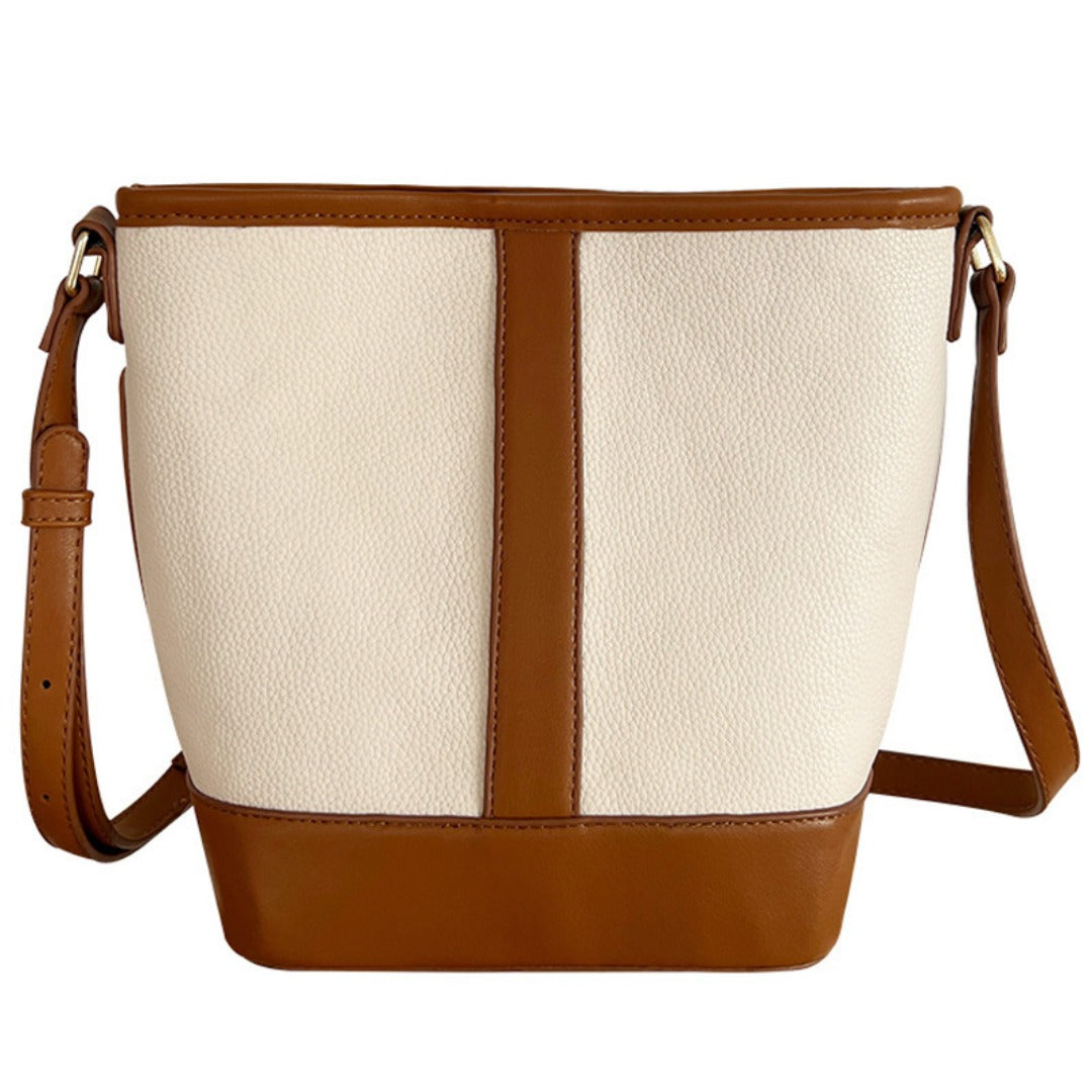 Bolso tipo cubo retro con textura sencilla y diseño minimalista - Bolso versátil para mujer, ideal para llevar al hombro o cruzado. 