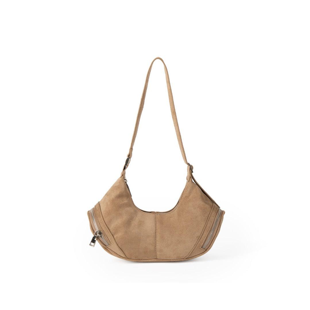 Bolso bandolera de ante de gran capacidad, bolso holgado, bolso hobo informal vintage 