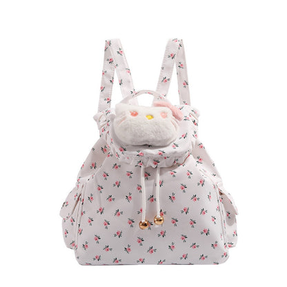 Mochila pequeña y bonita para niñas adolescentes, mochila de lona con estampado floral, mochila bonita para niña, mochila escolar versátil para ir al trabajo o la escuela. 