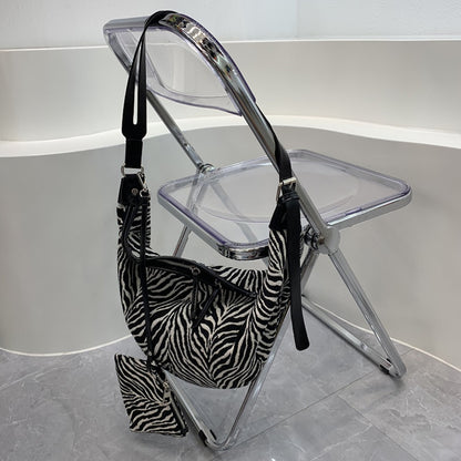 Bolso bandolera tipo slobo, bolso casual para mujer, bolso de hombro con estampado de cebra, bolso hobo 2 en 1 de gran capacidad 