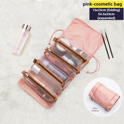 Bolsas de maquillaje portátiles de gran capacidad para viajes, organizadores de bolsas de maquillaje, se pueden dividir en una bolsa de cosméticos cuatro en uno, bolsa de artículos de aseo y organizador de bolsas de aseo. 
