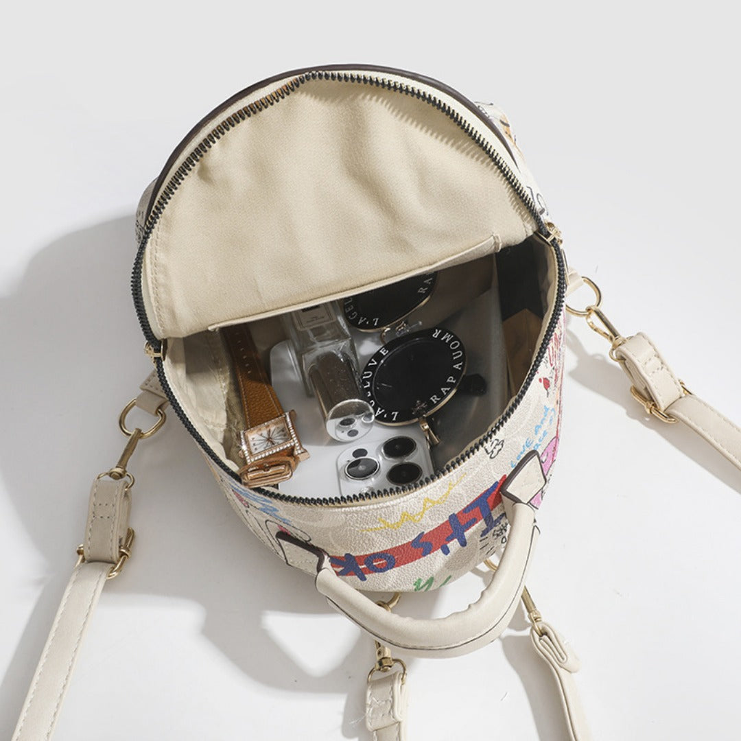 Mochila pequeña de verano, mochila con diseño de oso y grafiti, mochila pequeña para mujer, mini mochila informal de moda para mujer 