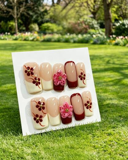 Pink Gold Almond Press On Nails
