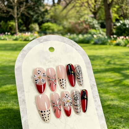 Pink Gold Almond Press On Nails